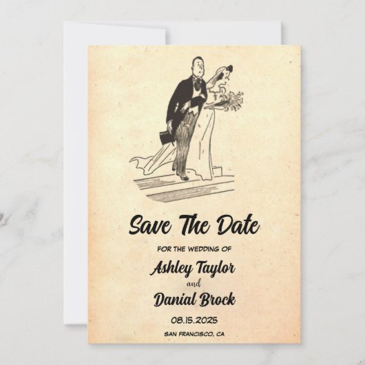  Retro Ancient Rustic Wedding Save the Date Kaart (Voorkant)
