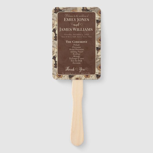 Retro Anemones Sparkle Destination Wedding Handwaaier (Voorkant)