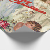 RETRO ANGEL CHRISTMAS COLLAGE Wrapping Paper Cadeaupapier (Hoek)