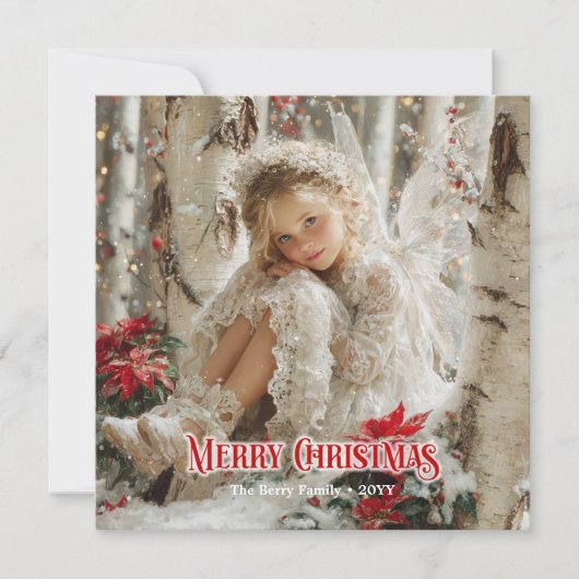 Retro angel download festive Christmas greeting Feestdagenkaart (Voorkant)