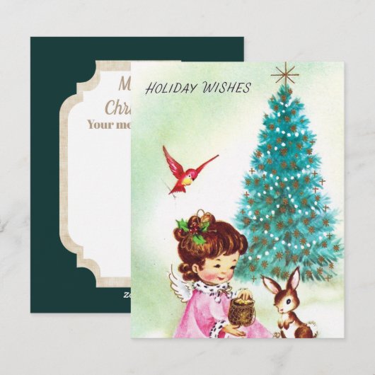  retro Angel kaart toevoegen (Voorkant / Achterkant)