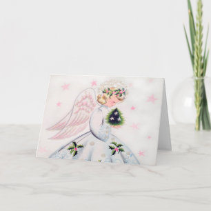 Retro Angel-kerstkaart Feestdagen Kaart