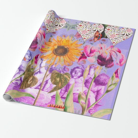 RETRO ANGEL Valentijnsdag GIFT Wrapping Paper Cadeaupapier (Uitgerold)