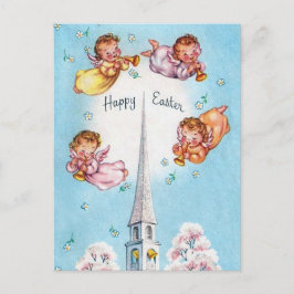 Retro Angels en Church Happy Pasen Briefkaart