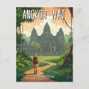  Retro Angkor Wat Cambodja Briefkaart
