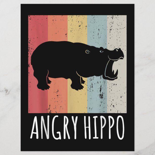 Retro Angry Hippo -  Hippopotamus (Voorkant)