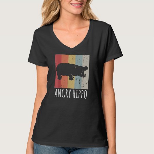 Retro Angry Hippo -  Hippopotamus T-shirt (Voorkant)