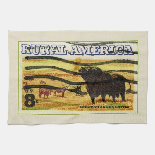 Retro Angus Cattle Theedoek (Horizontaal)