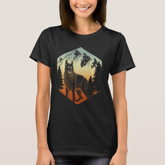 Retro Animal Dog German Shepherd T-shirt (Voorkant)
