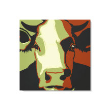 Retro Animal Pop Art Koe Portret in Cowmoflage