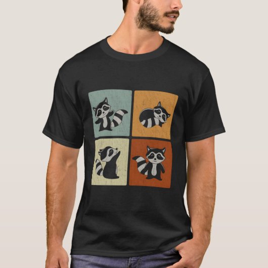 Retro Animal Racoon T-shirt (Voorkant)