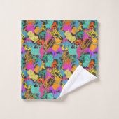 Retro Animal Silhouettes Patroon Bad Handdoek (Wasdoekje)