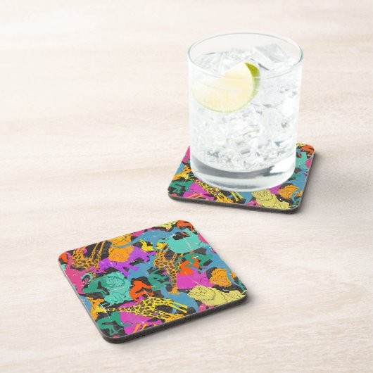 Retro Animal Silhouettes Patroon Bier Onderzetter (Rechterzijde)