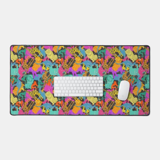 Retro Animal Silhouettes Patroon Bureaumat (Keyboard & Muis)