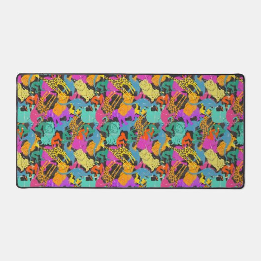 Retro Animal Silhouettes Patroon Bureaumat (Voorkant)