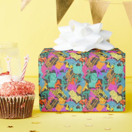 Retro Animal Silhouettes Patroon Cadeaupapier (Verjaardagsfeest)