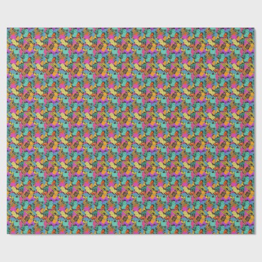 Retro Animal Silhouettes Patroon Cadeaupapier (Vlak)