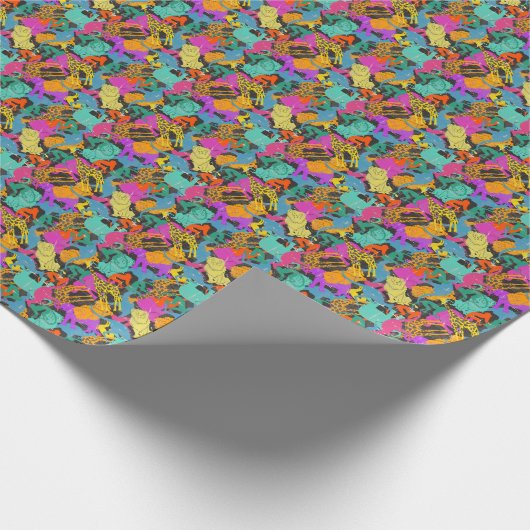 Retro Animal Silhouettes Patroon Cadeaupapier (Hoek)