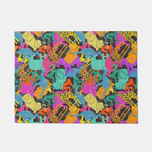 Retro Animal Silhouettes Patroon Deurmat (Voorkant)