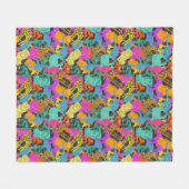 Retro Animal Silhouettes Patroon Fleece Deken (Voorkant (Horizontaal))