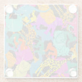 Retro Animal Silhouettes Patroon Glazen Onderzetter (Achterkant)