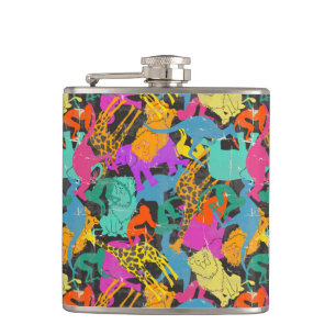 Retro Animal Silhouettes Patroon Heupfles