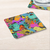 Retro Animal Silhouettes Patroon Kartonnen Onderzetters (Schuin)