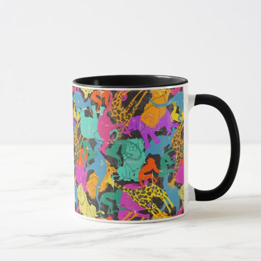 Retro Animal Silhouettes Patroon Mok (Rechts)