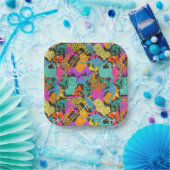 Retro Animal Silhouettes Patroon Papieren Bordje (Feest)