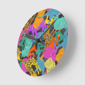 Retro Animal Silhouettes Patroon Ronde Klok (Hoek)