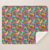 Retro Animal Silhouettes Patroon Sherpa Deken (Voorkant (horizontaal))