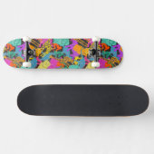 Retro Animal Silhouettes Patroon Skateboard (Horizontaal)