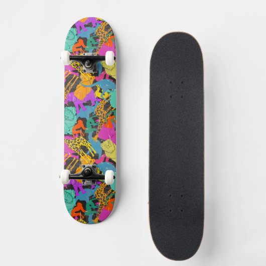 Retro Animal Silhouettes Patroon Skateboard (Voorkant)