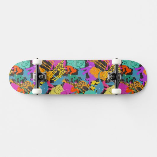 Retro Animal Silhouettes Patroon Skateboard (Horizontaal)