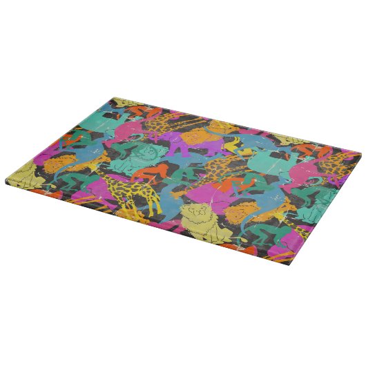 Retro Animal Silhouettes Patroon Snijplank (Hoek)