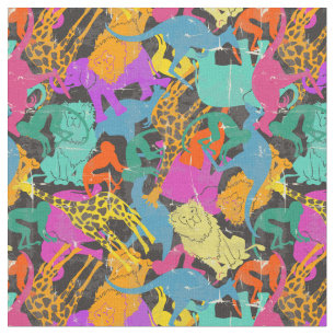 Retro Animal Silhouettes Patroon Stof