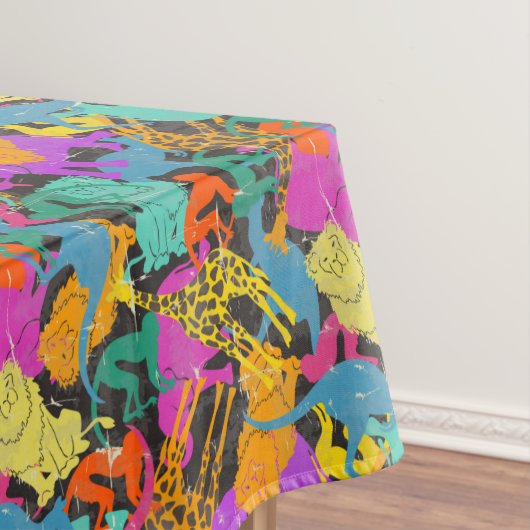 Retro Animal Silhouettes Patroon Tafelkleed (Voorbeeld)