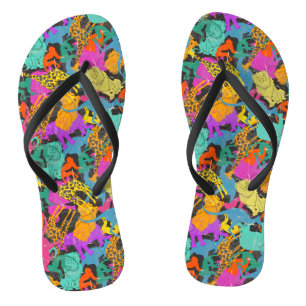 Retro Animal Silhouettes Patroon Teenslippers