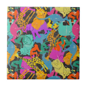 Retro Animal Silhouettes Patroon Tegeltje