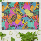 Retro Animal Silhouettes Patroon Theedoek (Gevouwen)