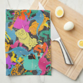 Retro Animal Silhouettes Patroon Theedoek (Quarter Fold)