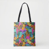Retro Animal Silhouettes Patroon Tote Bag (Voorkant)