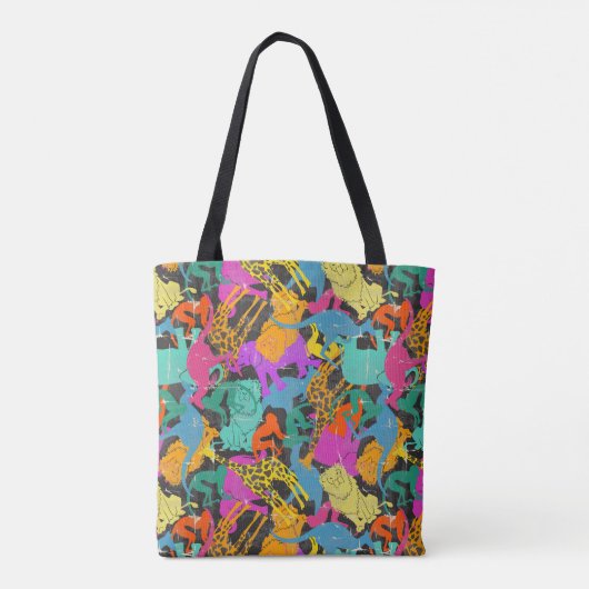 Retro Animal Silhouettes Patroon Tote Bag (Achterkant)