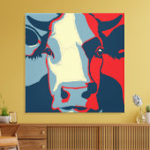 Retro Animal Wall Pop Art Koe Portret Canvas Afdruk (Insitu (Woonkamer))
