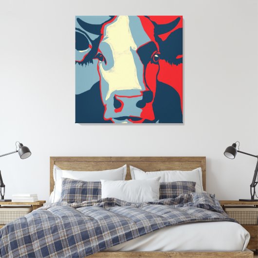 Retro Animal Wall Pop Art Koe Portret Canvas Afdruk (Insitu (Slaapkamer))