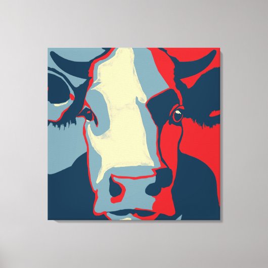 Retro Animal Wall Pop Art Koe Portret Canvas Afdruk (Voorkant)