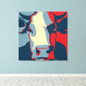 Retro Animal Wall Pop Art Koe Portret Canvas Afdruk (Insitu (Houten vloer))