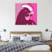 Retro Animal Wall Pop Art Pink Chicken Portrait Canvas Afdruk (Insitu (Slaapkamer))