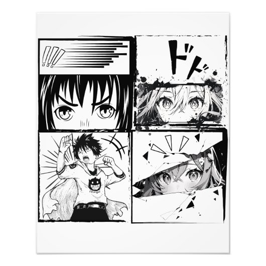 Retro Anime-actierasters Foto Afdruk (Voorkant)
