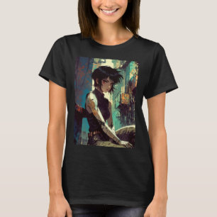 Retro Anime Cyberpunk Meisje Dystopische Toekomst  T-shirt